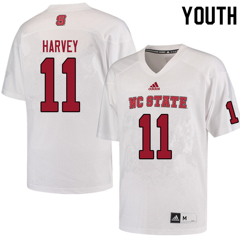 Youth #11 Andrew Harvey NC State Wolfpack College Football Jerseys Sale-White - Click Image to Close